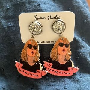 Bridesmaids movie “Help me I’m poor” quote earrings